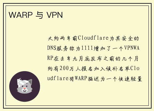 WARP 与 VPN 