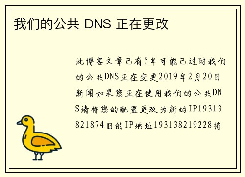 我们的公共 DNS 正在更改 